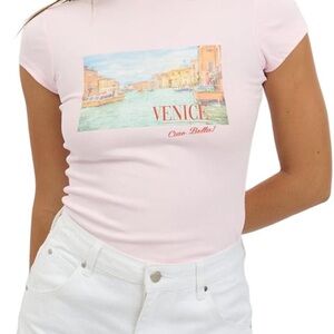 Venice Graphic Pink Crop Top